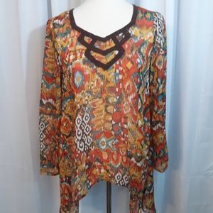 Wrangler shark bite western blouse top small *M6